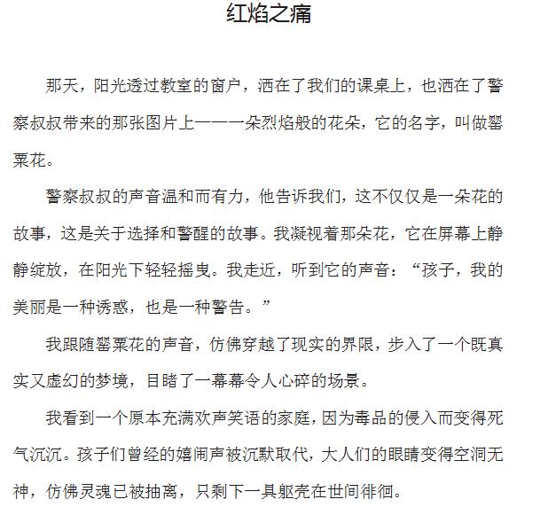 《红焰之痛》小学获奖征文